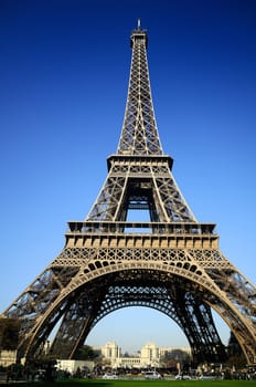 View at Eiffel Tower from the Champ de Mars (Field of Mars)