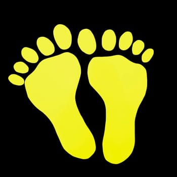 Yellow footprints on black background