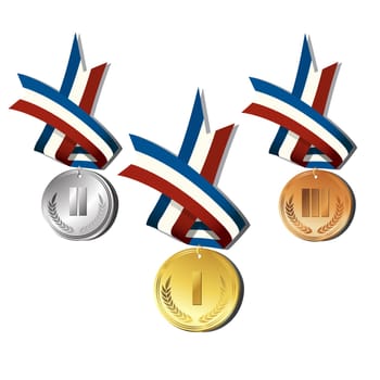Medals over white background
