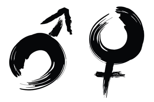 calligraphy brush stroke design of male and female sign.