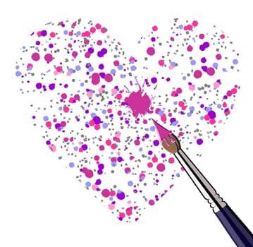 One heart shaped with brushed dots. Vector file available.