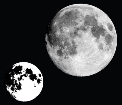 realistic moon in black and white.