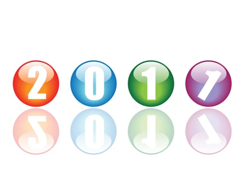 illustrations of new year 2011, glass marbles with reflections.