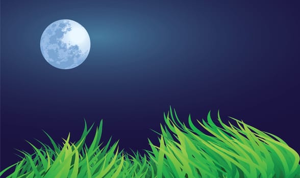 full moon night illustrations, urban setting.