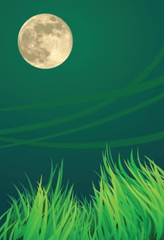 full moon night illustrations, windy and urban setting