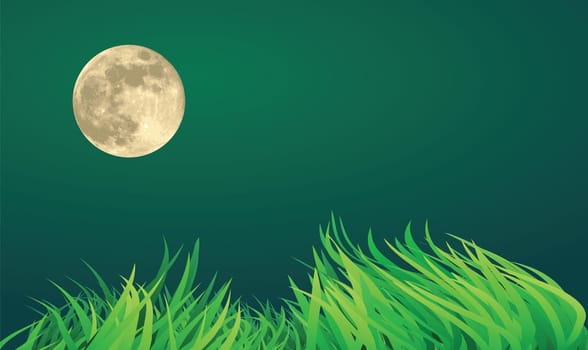 full moon night illustrations, urban setting.