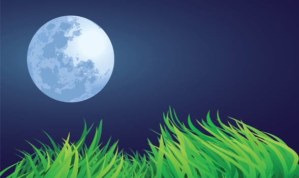 full moon night illustrations, urban setting.