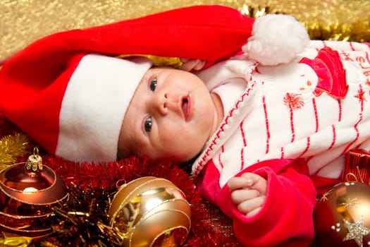 A cute Christmas image of an adorable baby