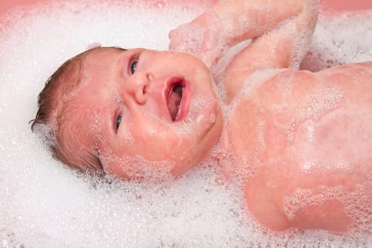 baby doing bath