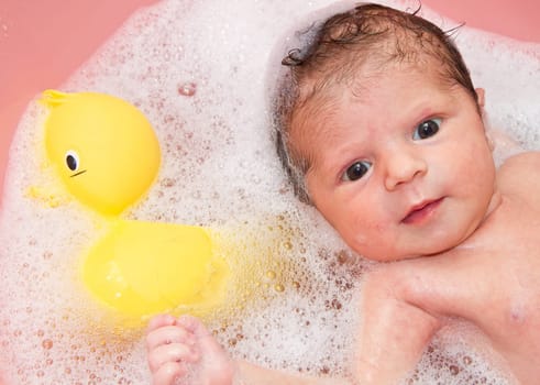baby doing bath