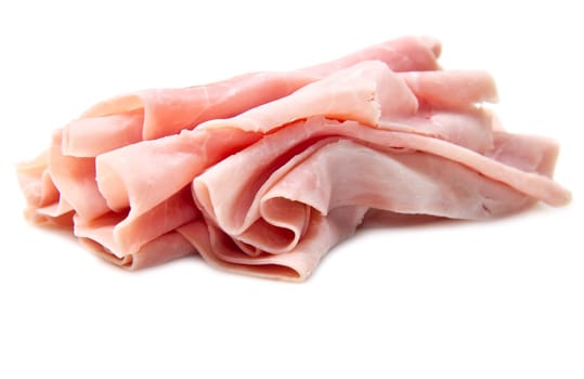 slices of ham isolated on white background