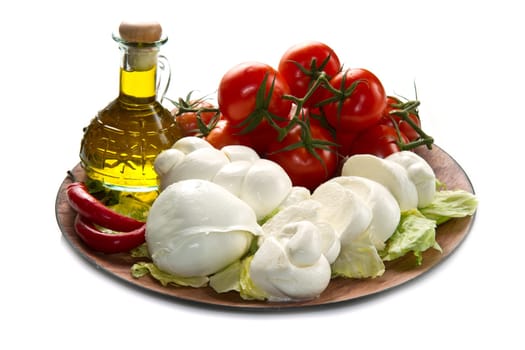 a fresh italian mozzarella  with tomato