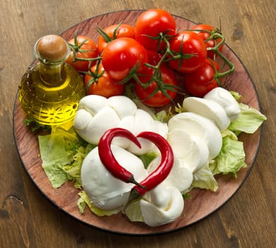 a fresh italian mozzarella  with tomato