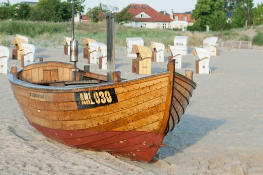Bow of a fishing boat on the beach