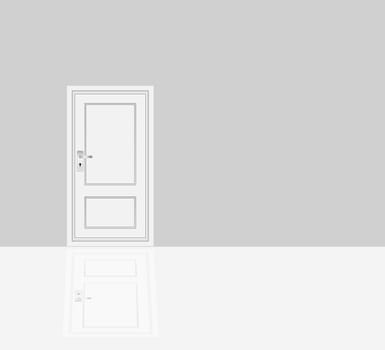room interiors illustrations of closed door.