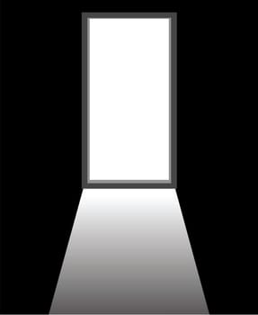 an open door of a dark room.