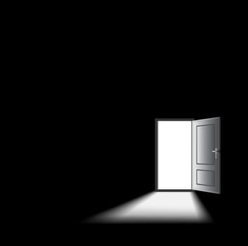 opened door with light coming in, mysterious concept.
