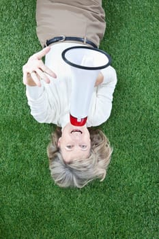 Woman with megaphone