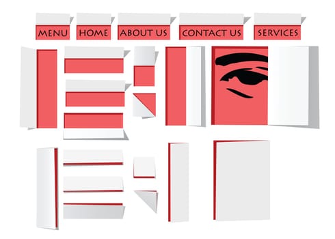 paper icons, with folded effects that cover and reveal what is under.