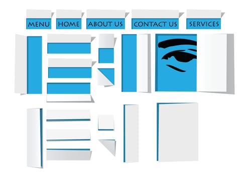 paper icons, with folded effects that cover and reveal what is under.