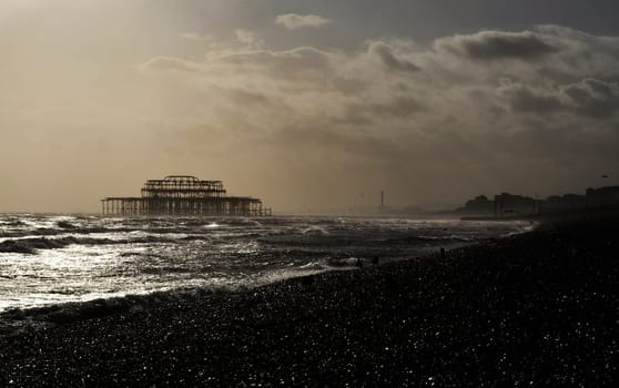 The West Pier in Brighton, England, UK