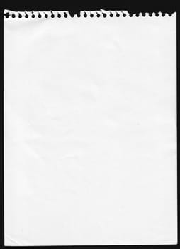 notebook page, isolated on black. for layout design.