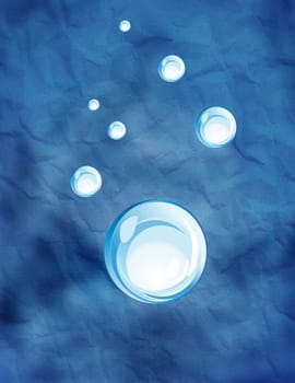 water dews are floating on blue background.