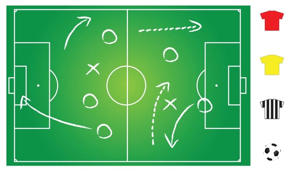 soccer field layout to explain strategy of games, vector format.
