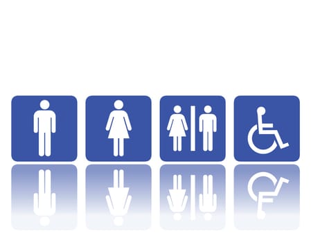 symbols for toilet, washroom, restroom, lavatory.