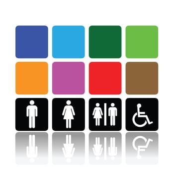 symbols for toilet, washroom, restroom, lavatory.