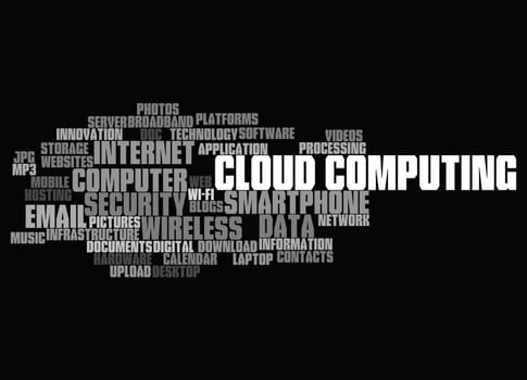 cloud computing conceptual backgrounds, with keywords and concepts.