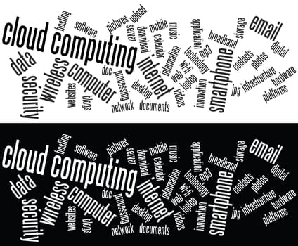 cloud computing conceptual backgrounds, with keywords and concepts.