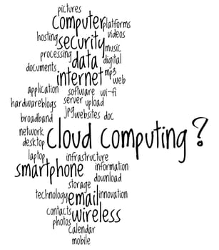 cloud computing conceptual backgrounds, with keywords and concepts.