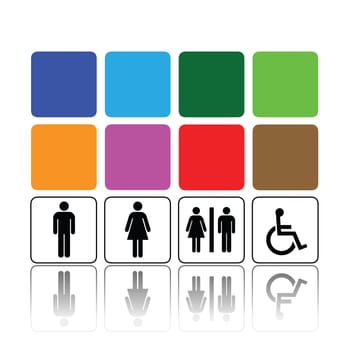 symbols for toilet, washroom, restroom, lavatory.
