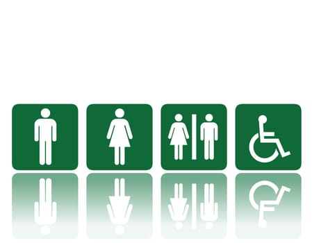 symbols for toilet, washroom, restroom, lavatory.