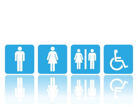 symbols for toilet, washroom, restroom, lavatory.