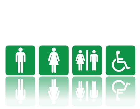 symbols for toilet, washroom, restroom, lavatory.