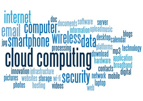 cloud computing conceptual backgrounds, with keywords and concepts.