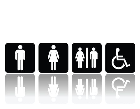 symbols for toilet, washroom, restroom, lavatory.