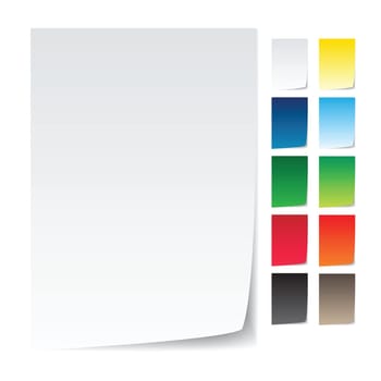 realistic paper with corner curl, with many available colors