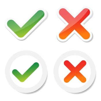 tick and cross sticker, for consumer choice.