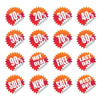 sales sticker tag with discounted percentage and other message.