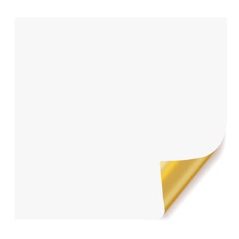 realistic paper page with gold plated corner curl effects.