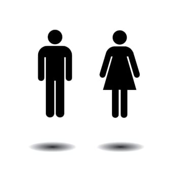 man and woman symbols for toilets, washrooms, restroom, lavatory. isolated on white background