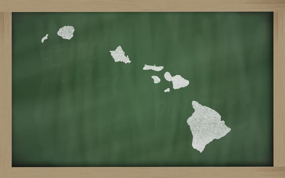 drawing of hawai state on chalkboard, drawn by chalk