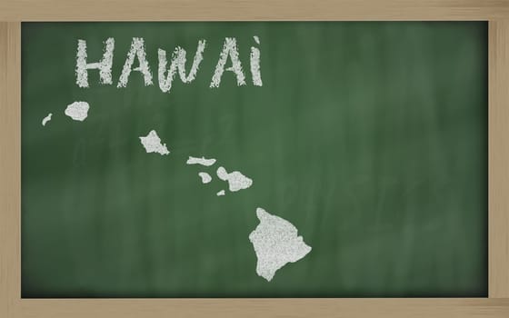 drawing of hawai state on chalkboard, drawn by chalk
