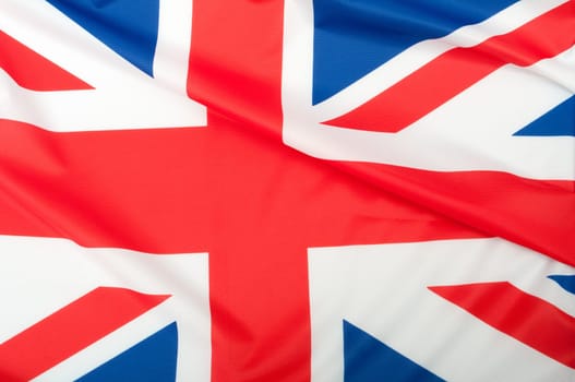 Closeup of Glossy Flag of Great Britain - UK Flag Drapery