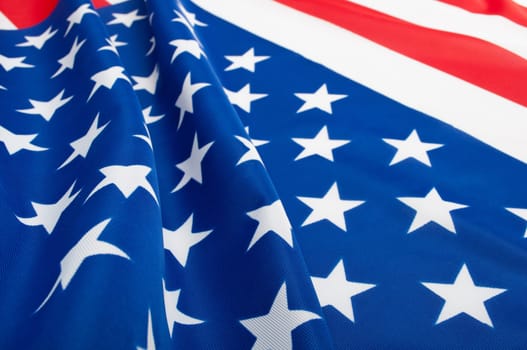 Closeup of Glossy Flag of United States of America - USA Flag Drapery