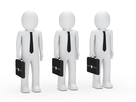 3s business men with tie and briefcase