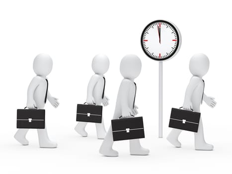 3d business men with briefcase run time